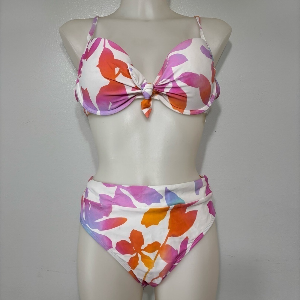 Cupshe Multi Color Floral Mid-Rise Bikini Size L NEW